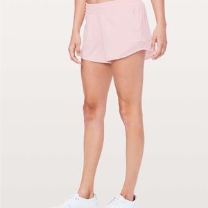 Light Pink Lulu Lemon Hotty Hot high rise lined shorts size 10